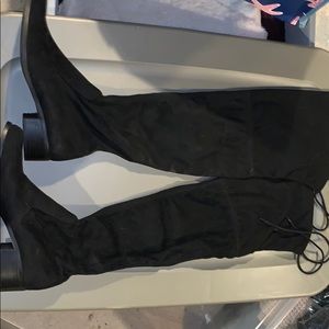 Black suede over the knee boots
